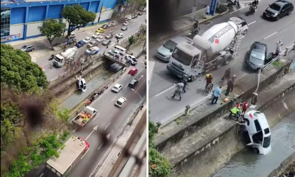 Carro cai no Rio Maracanã e duas mulheres são resgatadas na Tijuca